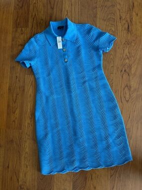 Talbots Petite Sky Blue Ribbed Polo Sweater dress